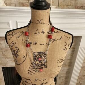 TRESKA semi‎ precious stone and shell long necklace new